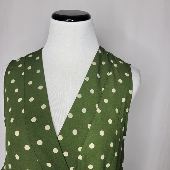 Tommy Hilfiger Tie Front Polka Dot Blouse Green Size Small - Picture 4 of 10